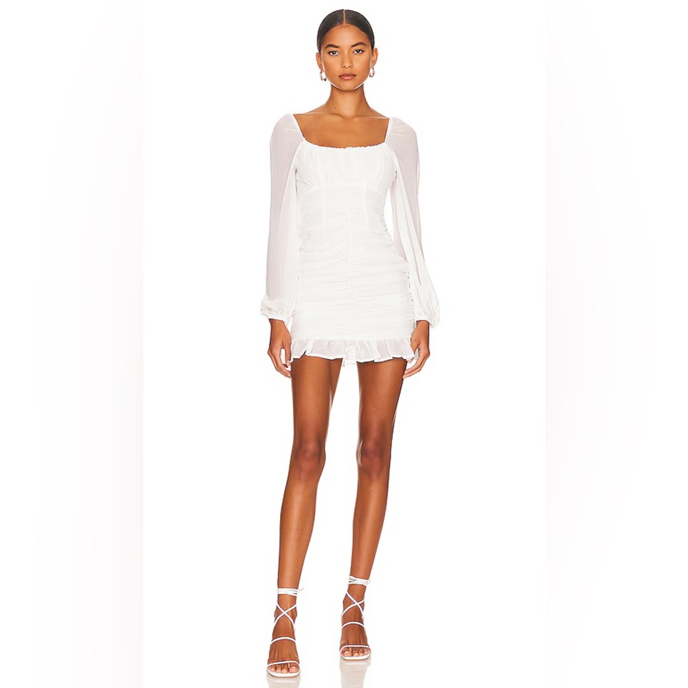 More to come PETRA RUCHED MINI DRESS IN WHITE